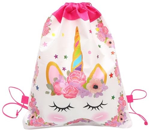 Kordelzug-Rucksack für Kinder, Drawstring Taschen wasserdicht Schwimmen Tasche Draw String Taschen Pack Einhorn Drawstring Gym Bag Cartoon Drawstring Rucksack Geschenk für Mädchen Outdoor (Rosa - 3)