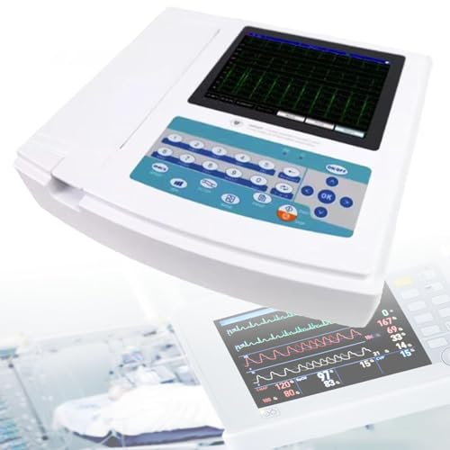 GBHJJ Heim-Herzgesundheitsmonitor, Tragbarer 12-Kanal-EKG-Monitor, Wellenformaufzeichnung, EKG Im Automatischen/Manuellen Modus, für Vitalfunktionen