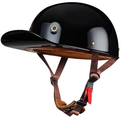 Mezzo Casco Moto Jet Retrò Tedesco Casco Scodella ECE Omologato Cappellino Baseball Caschi Demi Caschi Cromwell Con Fibbia Sgancio Rapido Scooter Elettrico Casco Da Motociclista 8,XL:61-62CM