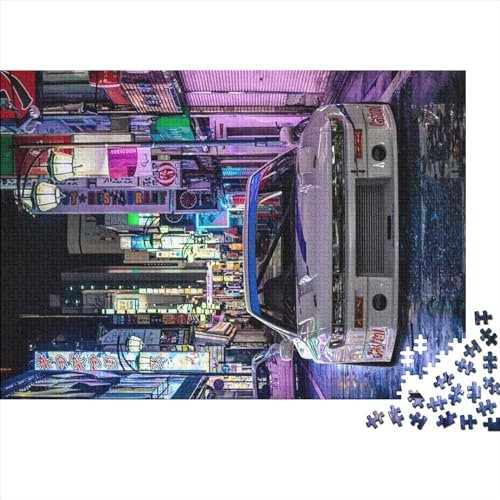 GQmoney Puzzle JDM Auto Japanische Straße Nachtansicht Poster 1000 Teile Puzzle für Erwachsene & Holzbrettpuzzles Familienspaß Puzzle Geburtstagsgeschenke 1000 Teile (75 x 50 cm)