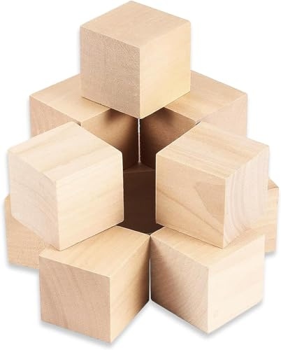STOUCLA Holz Würfel, 12 Stück, 5cm, Kiefernholz, Bastelwürfel, DIY Basteln Malen Handwerk Dekoration