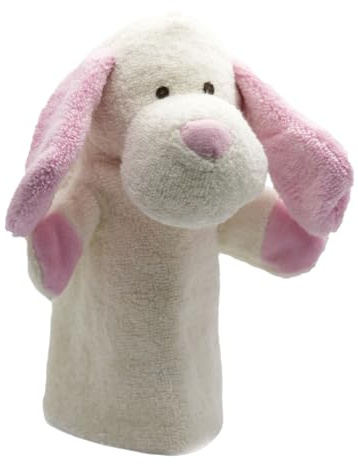 Cute Since 1999 Creme & Rose Hund Handpuppe für Kinder ab 0 Monate - Biologische Handpuppe für Junge & Mädchen - Sachen & Geschenk für Neugeborene - Hund für Puppentheater Kinder - 26 x 20 cm