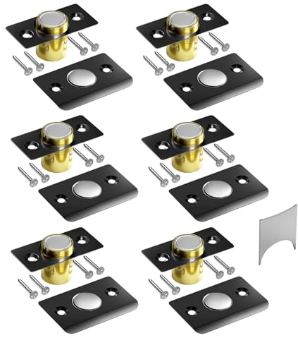 Tonitrui Upgraded Strong Magnetic Door Catch, Replacement for Traditional Door Ball Catch, Quite & Easy to Install, Use for Top of Door, Closet Door, 6 Pack, Black