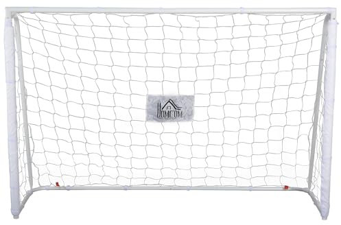 HOMCOM Portería de Fútbol Puerta de Fútbol con Soporte de Metal y Red para Entrenamiento de Fútbol en Jardín Aire Libre 186x62x123 cm Blanco