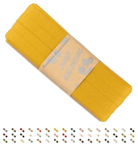 Sandras-Bastelladen Jersey Schrägband/Einfassband elastisch & gefalzt 3m x 20mm - 100% Viskose Gold