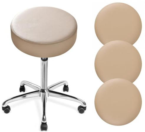DONGKER Hocker Bezug Rund, 4 Stück PU-Leder Hockerbezug, Durchmesser 30-36cm, Dehnbar Knitterfrei Hocker Rundbezug für den bezug für Barhocker Rund