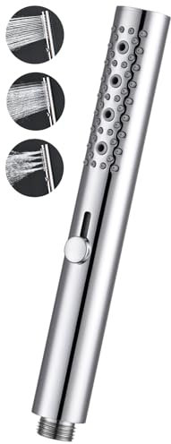 HardiValue All-Metal 3-Function Shower Head for The Bathroom, Water-Saving Handheld Wand with Massage Function, Easy-Care Silicone Nozzle, Chrome