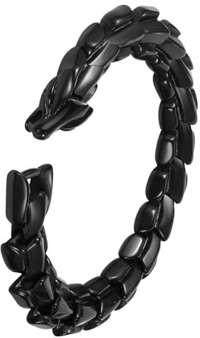 Aroncent Herren Damen Armband Drachen: Schwarz Handgefertigtes Hochglanz Edelstahlarmband Individuelles Kreatives Drachen Design Wikinger Armband Schmuck
