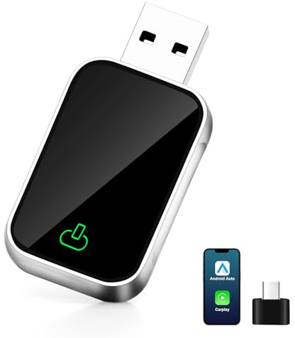Carplay inalámbrico y Android Auto inalámbrico Stick, Adaptador 2 EN 1 Convierte AA/Carplay con Cable Wireless para Coches con Carplay, para iOS 10+ & Android 11+, USB C/A