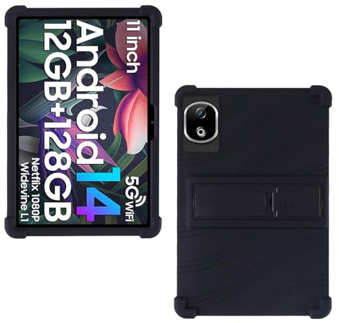 AKNICI Coque Silicone pour DOOGEE T30E/DOOGEE T35/DOOGEE T30SE/DOOGEE T40/DOOGEE T30S/DOOGEE T30 Ultra/DOOGEE T30 Pro Tablette 11 Pouces, Housse de Protection avec Fonctions de Support, Noir