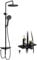 Regendusche Ohne Armatur Mit Ablage, Duschsystem Mit Duschkopf Edelstahl Verstellbare DuschsäUle Duschstange ÜBerkopfbrause Set Kopfbrause Rund 25cm Schwarz