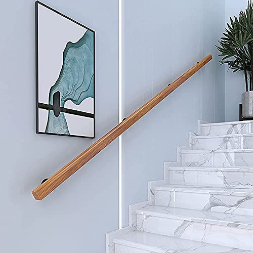 Kit de escalera de madera para interior de villa y loft, barandilla de pino antideslizante con asas de estilo antiguo, disponibles en varias longitudes (1 pie 20 pies)