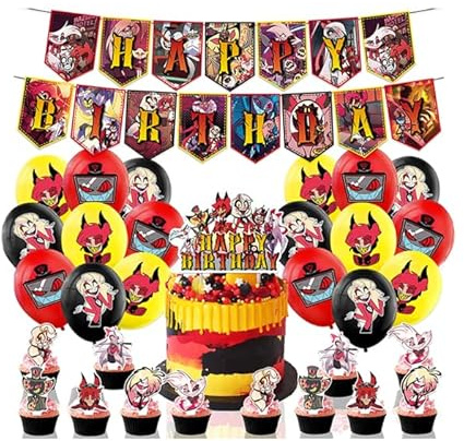 Geburtstagsdeko Hazbin Hotel Luftballons Deko Geburtstag Hazbin Hotel Luftballons Geburtstag Alastor Kuchen Deko Angel Dust Girlande