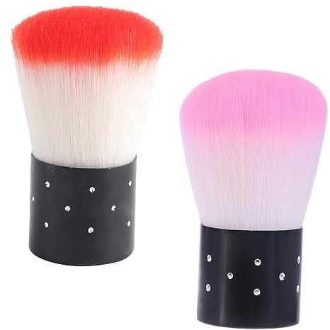 Veemoon 2 Piezas Cepillo Para Herramienta Para Uñas Color Rojo y Rosa Cepillo Limpiador De Uñas Para Decoración