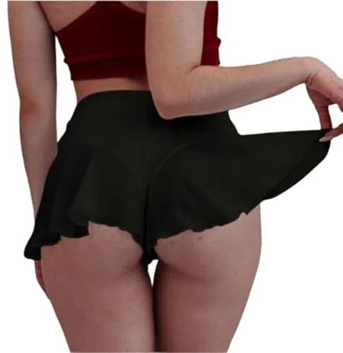 Sexy Rüschen Shorts Damen Chiffon Skirts Pole Dance Outfit Rave-Shorts Erotisch Schlüpfer Hipster Dessous Scrunch Butt Badeshorts Hohe Taille Hot Pants Transparent Minirock Unterwäsche Höschen Slips