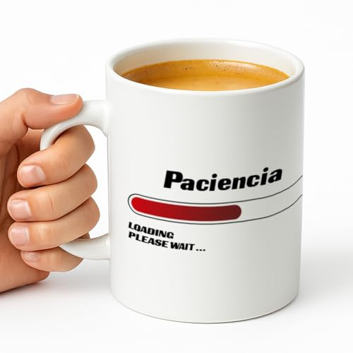 Xusilimo Taza Personalizada de Cerámica 350 ml. Tazas Originales para Regalar Regalo Único para Cumpleaños, Navidad, Día del Padre, Día de la Madre (Paciencia)
