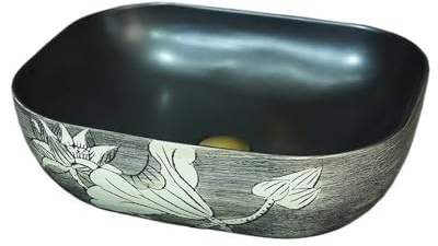 Zhaoj24-05 Lavabos de tocador Lavabo Grande de cerámica Vintage con Esquinas Redondeadas, Estilo Retro, sobre encimera