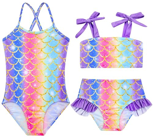 kids4ever Mädchen Badeanzug Bikini Set 2 Teilig Zweiteiliges Set Badebekleidung Strandbadeanzug für Kinder 2-7 Jahre