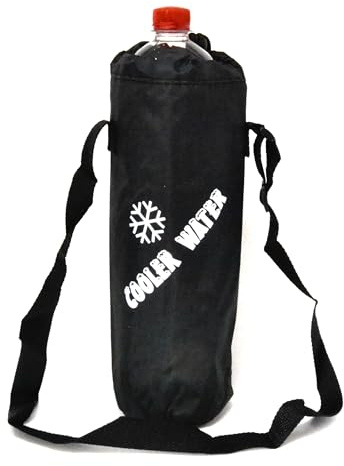 Funda Térmica para Botella con Correa largo, 1,5 Litros, negro, Diseño de Copo de Nieve. Bolsa para Botella. Nevera