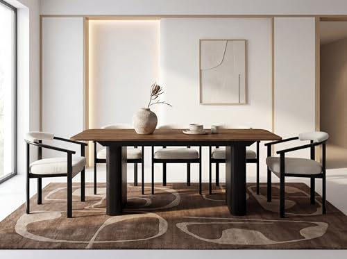 WFL GROUP Ausziehbarer Rechteckiger Esstisch – XXL Modernes Design mit Schwarzem Metallgestell – für 8-12 Personen, 180 x 90/280 cm – Eiche Braun Rustikal