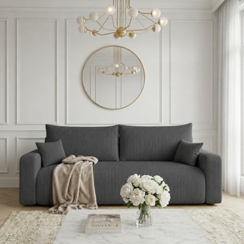 FURNISTAR Pino - Sofa mit Schlaffunktion - 3-Sitzer Couch, Modernes Design, Schlafcouch mit Bettkasten - Sofabett - Wohnzimmer/Schlafzimmer/Gästezimmer