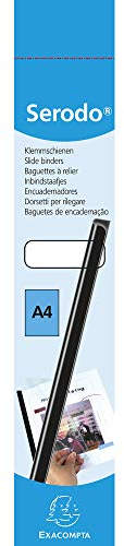Exacompta 697081E 25er Pack Serodo Klemmschienen schwarz 6 mm für DIN A4 bis zu 60 Blatt ideal für Bewerbungen, Dokumente