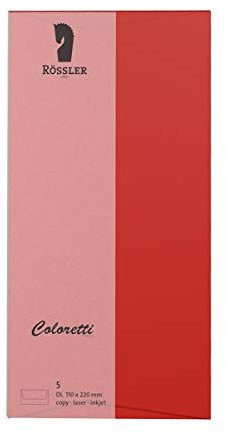 Rössler 220702526 - Coloretti Briefumschläge, 80 g/m², DIN lang, klatschmohn, 5 Stück