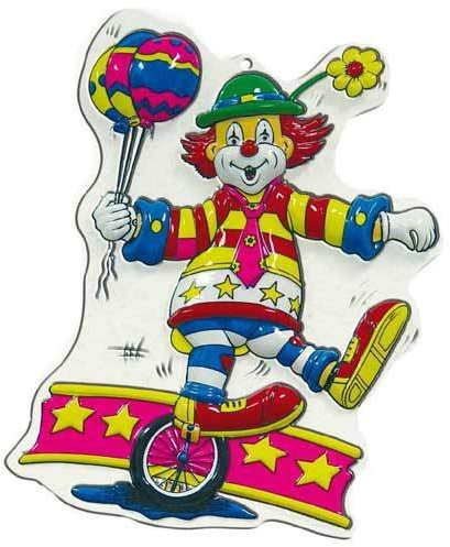 PARTY DISCOUNT Wand-Deko Clown mit Einrad, Höhe ca. 40 cm