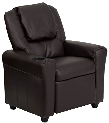 Flash Furniture Vana Contemporary Brown LeatherSoft Kids Recliner with Cup Holder and Headrest