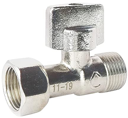 SOMATHERM FOR YOU, Robinet d'arrêt droit pour WC - Entrée Mâle 3/8, Sortie Ecrou tournant 3/8 - Poignée 1/4 de tour - Corps en laiton nickelé - Joint EPDM inclus - Fiable et design
