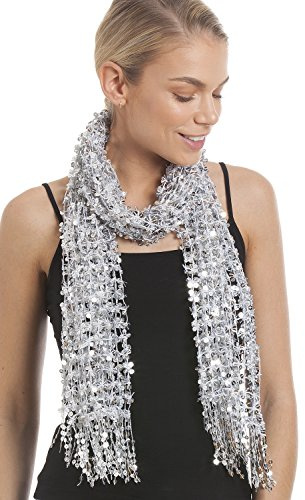 Central Chic Women's Stunning Sequin Evening Scarf - In 6 Beautiful Colours