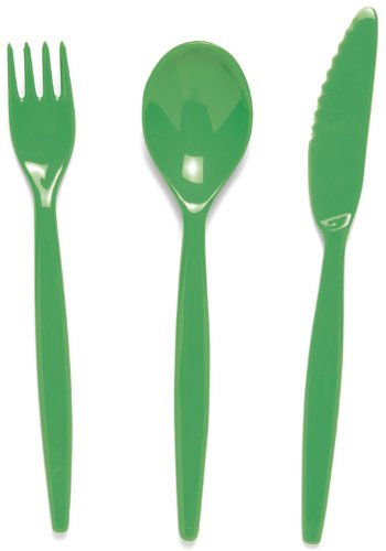 Harfield Polycarbonate Plastic Cutlery Set Emerald Green 20cm (x4 Sets)