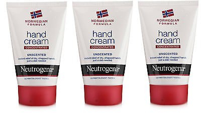 3 x NEUTROGENA NORWEGIAN FORMULA UNSCENTED HAND CREAM 50ml - TRAVEL SIZE