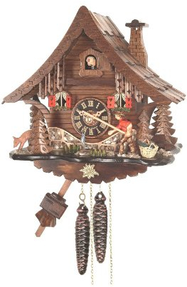 Engstler Kuckucksuhr Schwarzwaldhaus mit beweglichem Angler EN 4719