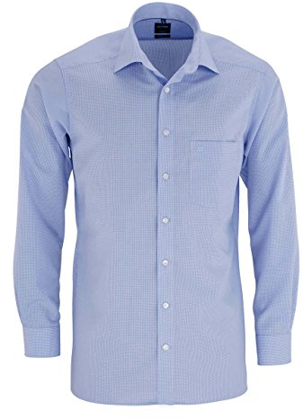 OLYMP Herren Oberhemd Langarm Luxor,Vichy Karo,modern fit,New Kent,bleu 11,47