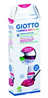 Giotto Estuche 6 UDS DE TEMPERAS PRACTICOS Botes con TAPON DE Rosca DE 25 ML, Olor Neutro, Lavables DE LA Piel con Agua Y JABON