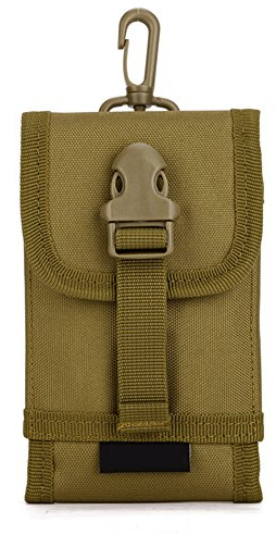 HUNTVP Taktische Handytasche für max. 6,1 Smartphone, 1000D Nylon MOLLE Handyhalter Militär Zusatztasche für Rucksack, Hüfttasche Phone Pouch Gürteltasche für iPhone, Samsung, Huawei, Typ-1 Braun