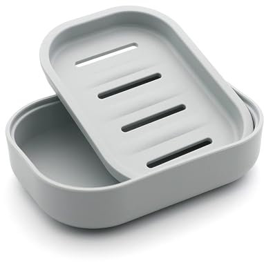 UVIVIU Plastic Soap Dish with Drainage,Soap Dishes Holder for Bathroom Shower,Keep Soap Dry and Easy Cleaning (Grey blue)