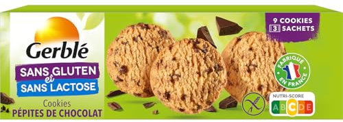 Gerblé Cookies aux pépites de chocolat, Sans gluten et Sans lactose, 9 cookies, 150 g, V77891