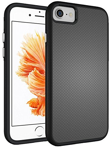 SDTEK Case compatible iPhone 6s / 6 Hybrid Shockproof Cover (Silicone and Hard Plastic) [Black]