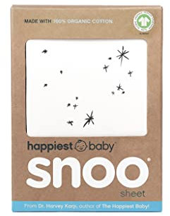 Happiest Baby SNOO Cot Fitted Sheet - 100% Organic Cotton Nursery Bedding - Fits SNOO Sleeper Crib Mattress (Ivory Galaxy)