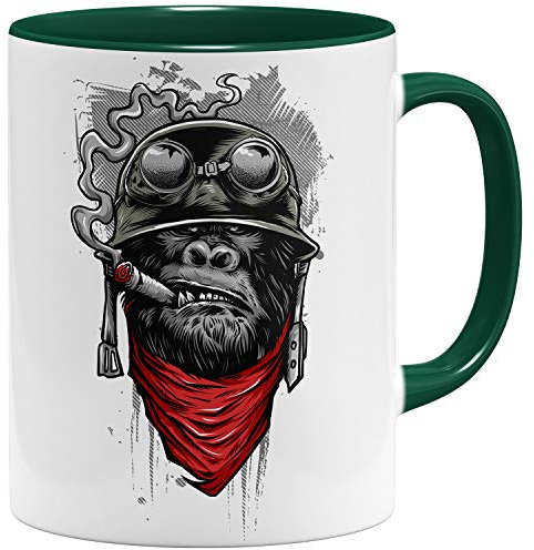 OM3® - Gorilla Of Duty - Tasse | Tasse en céramique | 325 ml | Imprimé des deux côtés | Vert