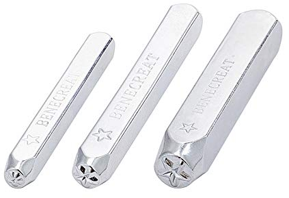 BENECREAT 3PCS Star Design Metallstempelset, 2/4/6mm Metallstempel für Heimwerkerschmuck, Leder, Holzstempel
