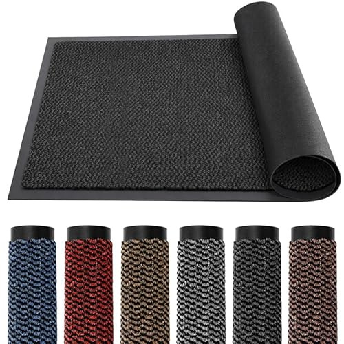 Washable Doormat, Rubber Backed Non-Slip Door Mat (120x180cm, Anth) | This rubber-backed doormat resists slipping and washes clean fast, perfect for any indoor or outdoor entrance.