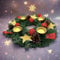 Künstlicher Adventskranz Adventkranz Weihnachten Kranz für Teelichter fertig dekoriert mit Tannenzapfen Glitzer-Sternen Glitter-Kugeln Schleifenbändern mit 4 Teelicht-Kerzenhalter, Ø 30 cm