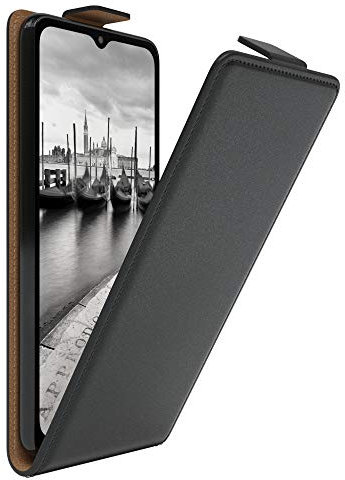 EAZY CASE Hülle kompatibel mit Samsung Galaxy A12 Flip Cover zum Aufklappen, Handyhülle aufklappbar, Schutzhülle, Flipcover, Flipcase, Flipstyle Case vertikal klappbar, aus Kunstleder, Schwarz