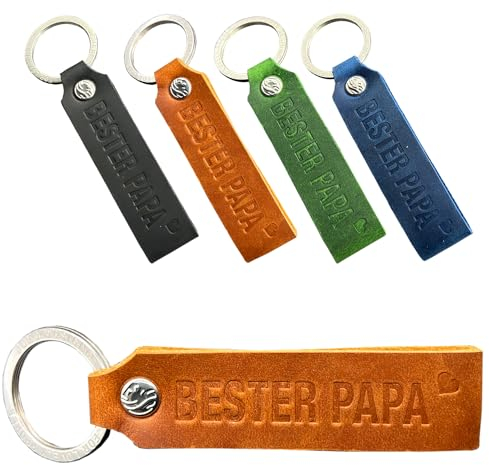 JOKO DESIGN Bester Papa - Beste Mama Leder Schlüsselanhänger Vatertag Muttertag Geschenkidee Mutter Vater Geschenk, braun