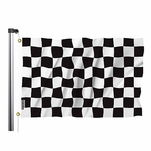 Swono Schwarz-weiß karierte Flagge 7,6 x 12,7 cm große karierte Rennflagge Auto Rennen Ende symbolische Flagge Outdoor Flagge Garten Hof Outdoor Dekorative Flagge