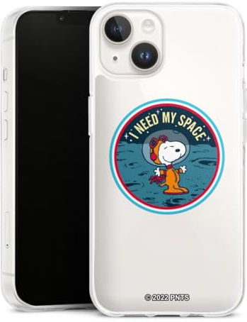 Silikon Hülle kompatibel mit Apple iPhone 14 Case transparent Handyhülle Peanuts Snoopy Weltall