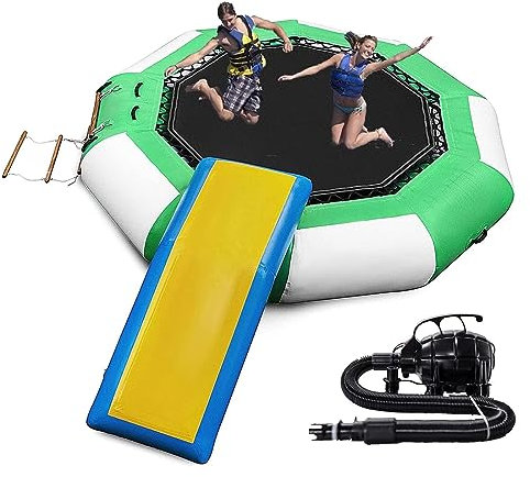 Trampolino gonfiabile ad acqua Estivo Nuotare Trampolino Piattaforma con scivolo e scala di corda, adatto per adulti e bambini, #2 (colore: #2)